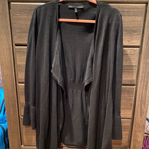 White House Black Market Black Shimmer Bell Sleeve Cardigan - Picture 3 of 9